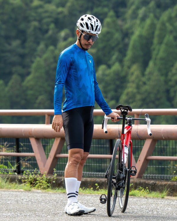 Printed long-sleeved jersey with houndstooth dots