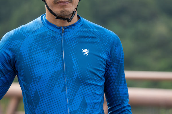 Printed long-sleeved jersey with houndstooth dots