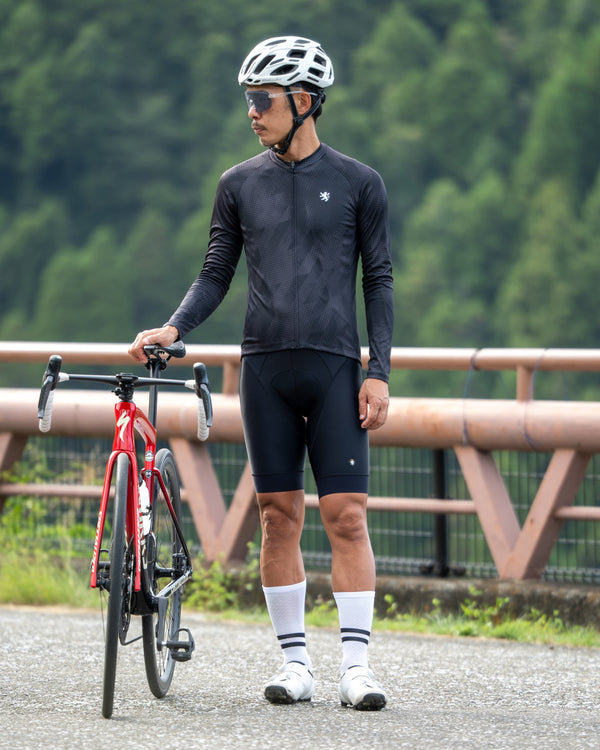 Printed long-sleeved jersey with houndstooth dots