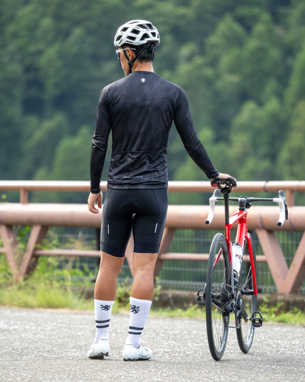 Printed long-sleeved jersey with houndstooth dots