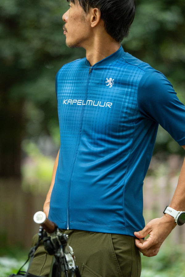 Printed short-sleeved tartan jersey