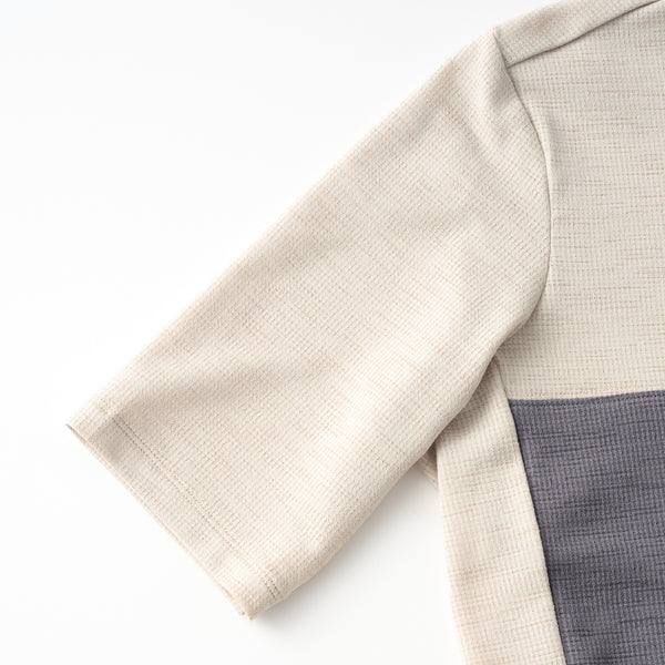 Short-sleeved linen-style combination jersey