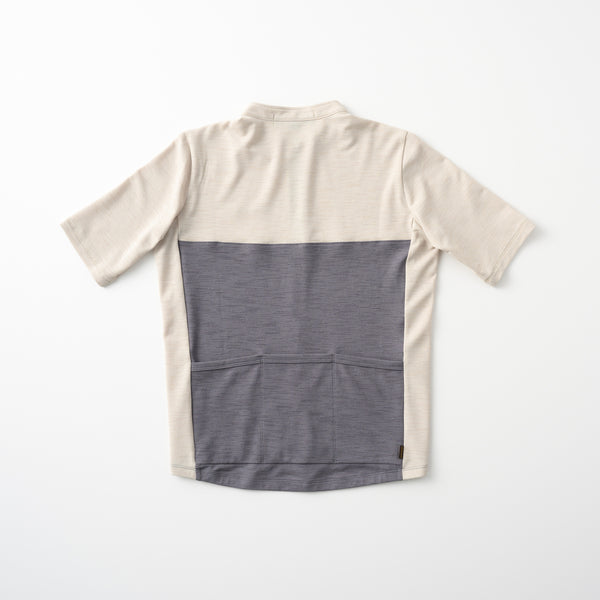 Short-sleeved linen-style combination jersey