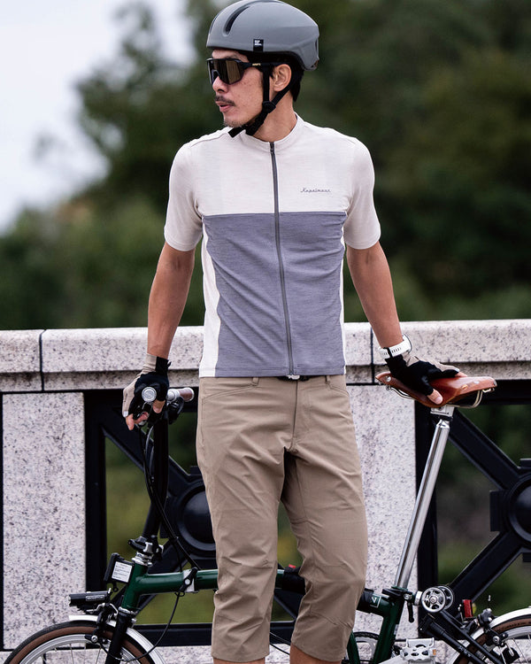Short-sleeved linen-style combination jersey