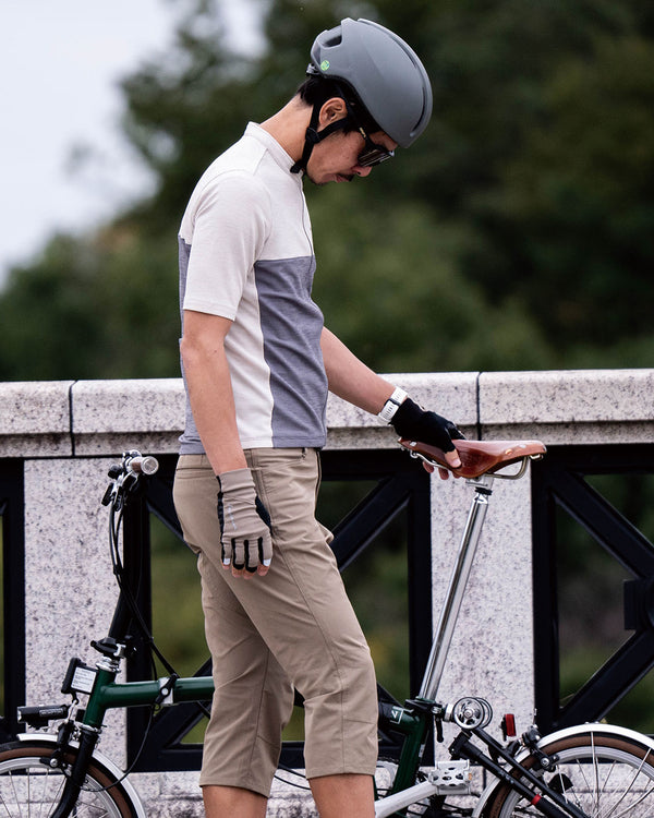 Short-sleeved linen-style combination jersey