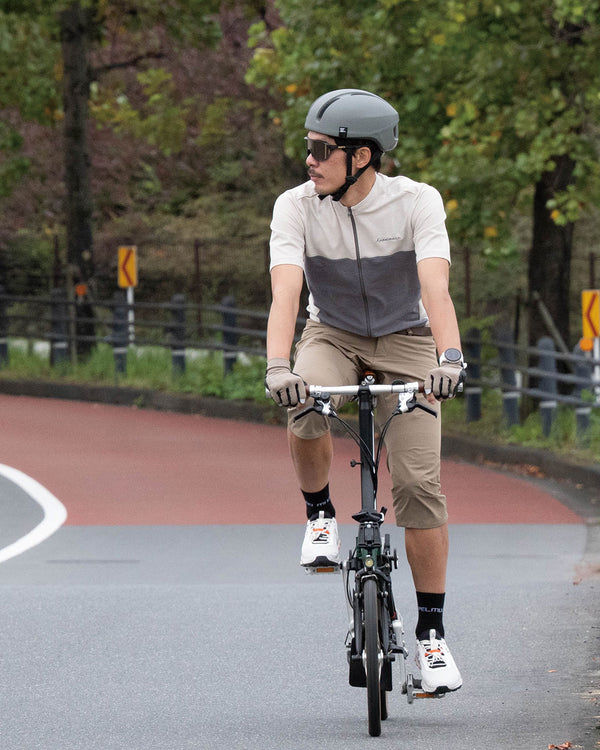 Short-sleeved linen-style combination jersey