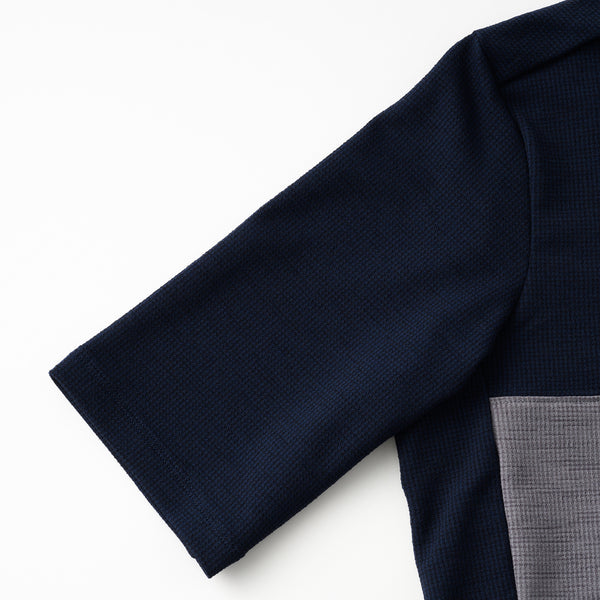 Short-sleeved linen-style combination jersey
