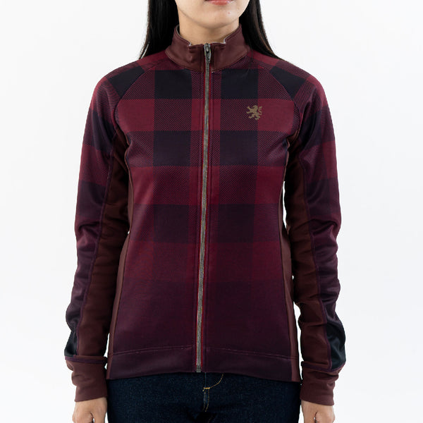 Ladies Thermo Jacket Buffalo Check Burgundy